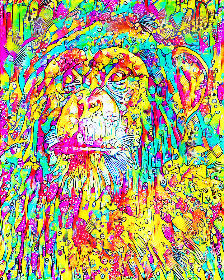 Chimpanzee in Contemporary Vibrant Happy Color Motif 20200512 Photograph by Wingsdomain Art and Photography