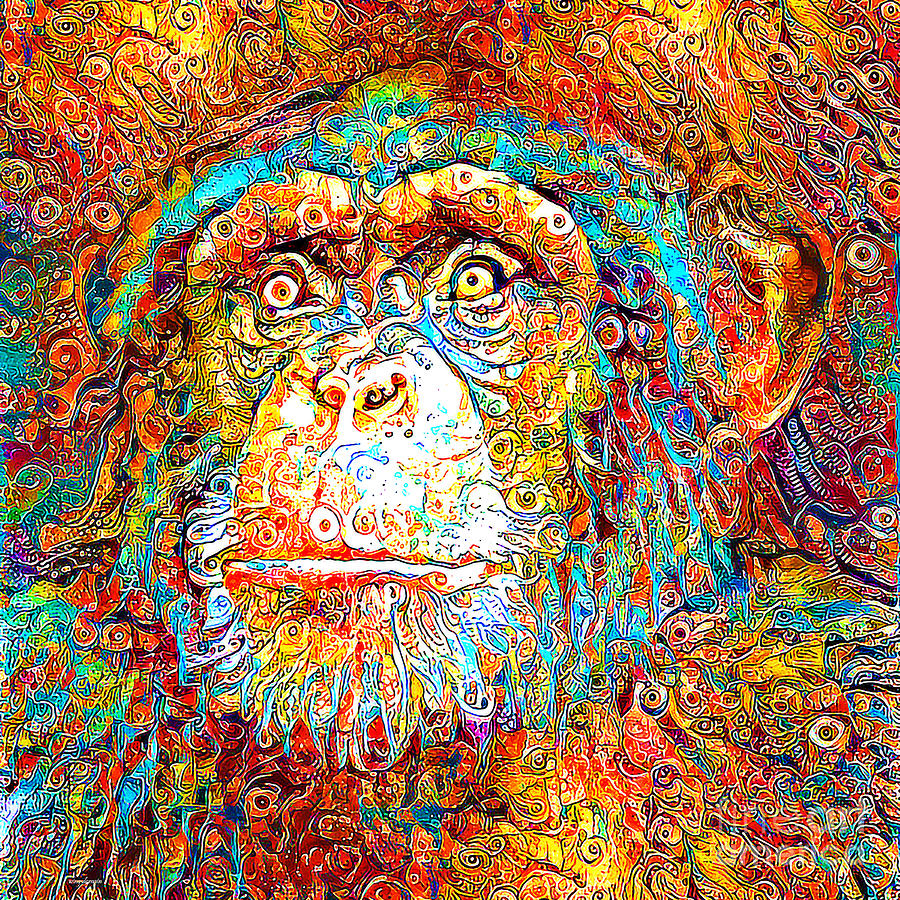 Chimpanzee In Surreal Abstract 001005 20200420 square Photograph by Wingsdomain Art and Photography
