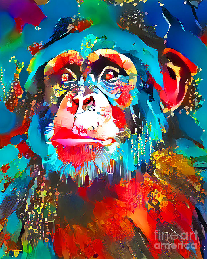 Chimpanzee in Vibrant Contemporary Art 20210715 Photograph by Wingsdomain Art and Photography