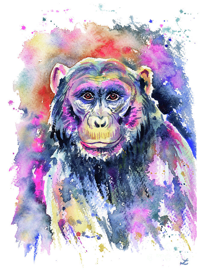 Chimpanzee Painting by Zaira Dzhaubaeva