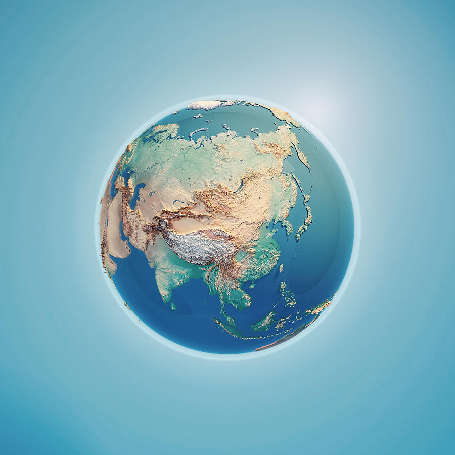 China 3D Render Planet Earth Photograph by FrankRamspott