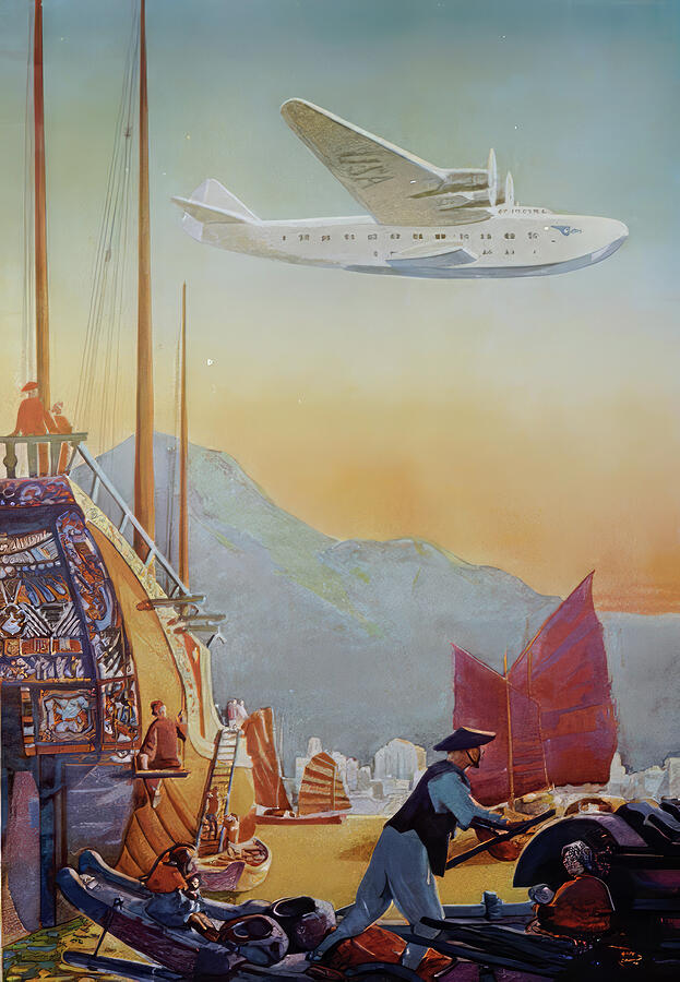 China Clipper Vintage Air Travel Poster Painting by Vintage Travel Poster China Clipper Vintage Air Travel Poster Painting by Vintage Travel Poster