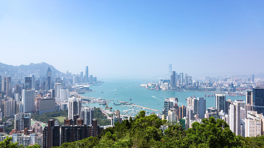 China, Hong Kong modern skyline panorama Photograph by Spreephoto.de