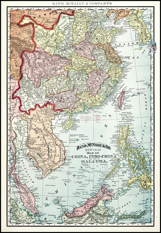 China Indo China and Malaysia Vintage Map 1897 Photograph by Carol Japp ...