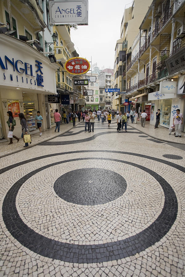 China, Macau Special Administrative Region, Shops along Rua da Palha near Senado Square (Largo do Senado) Photograph by Jerry Driendl