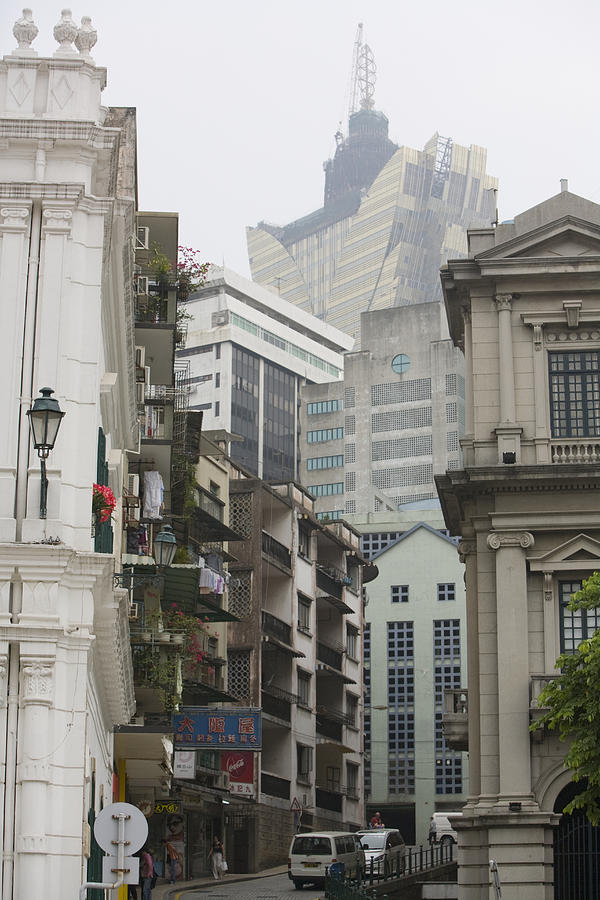 China, Macau Special Administrative Region, Street and buildings in downtown Photograph by Jerry Driendl
