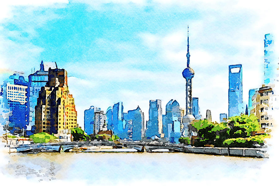 Vincent Van Gogh Painting - China Shanghai Watercolor Painting No. 10 by Aroy Studio