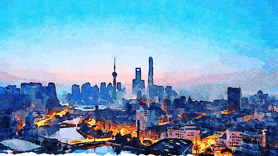 Vincent Van Gogh Painting - China Shanghai Watercolor Painting No. 27 by Aroy Studio