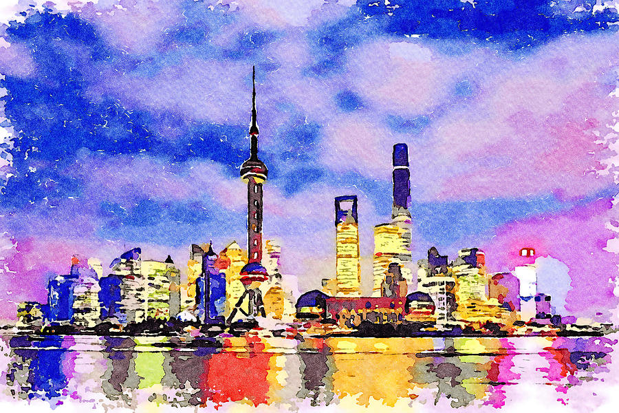 Vincent Van Gogh Painting - China Shanghai Watercolor Painting No. 3 by Aroy Studio