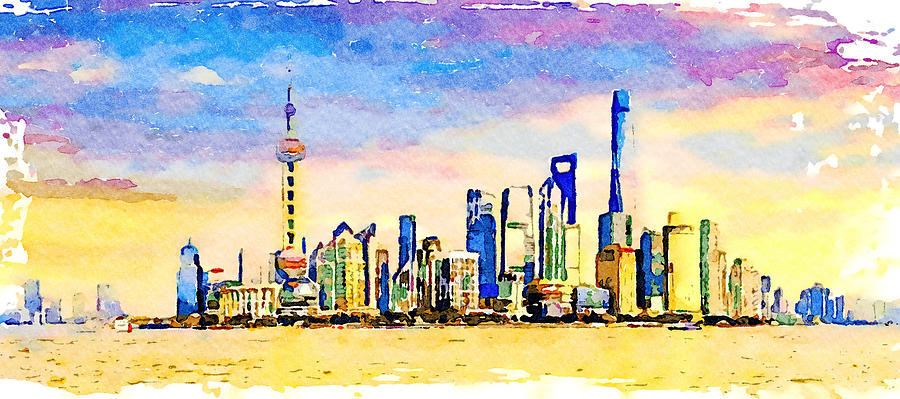 Vincent Van Gogh Painting - China Shanghai Watercolor Painting No. 8 by Aroy Studio