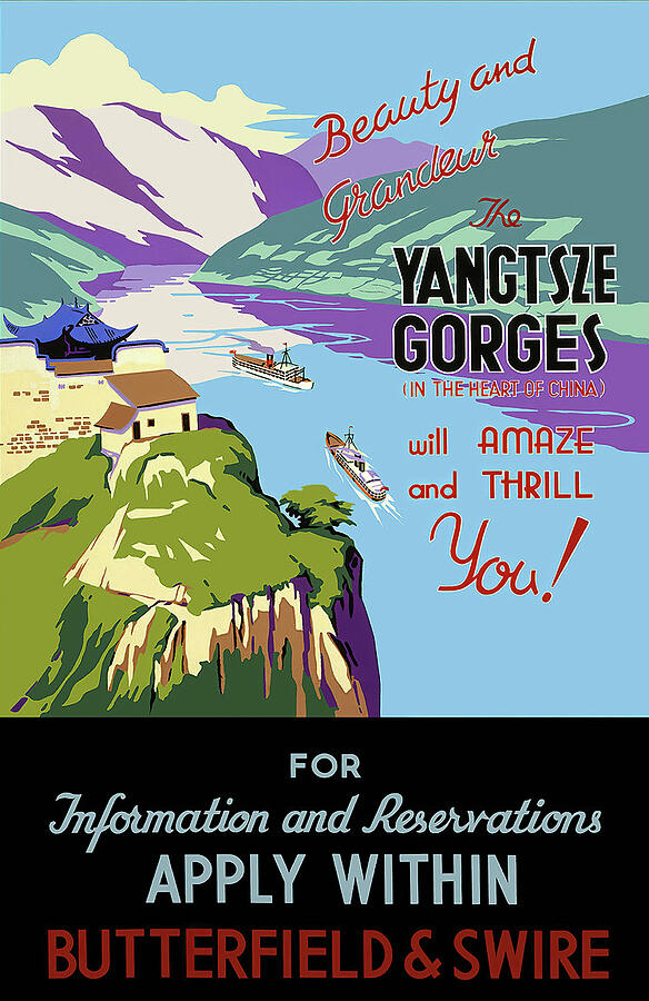 China The Yangtsze Gorges Vintage Travel Poster Painting by Vintage ...