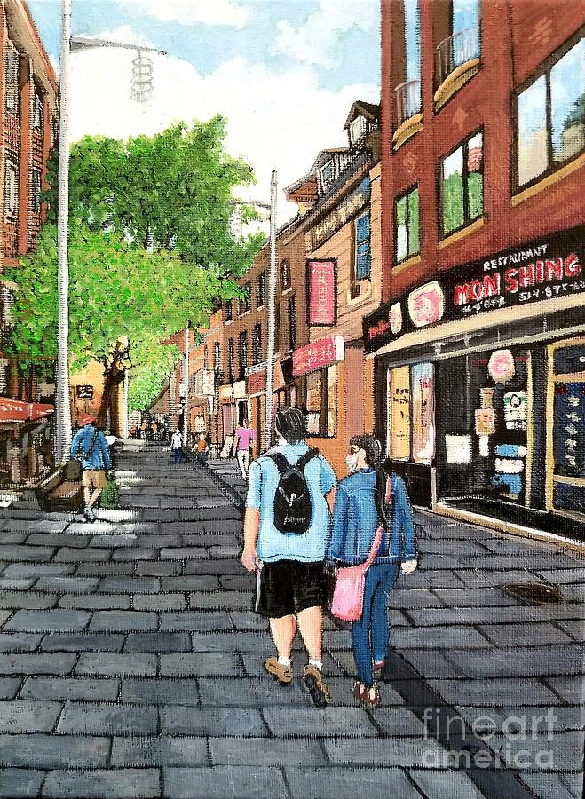 China Town Montreal Painting by Reb Frost