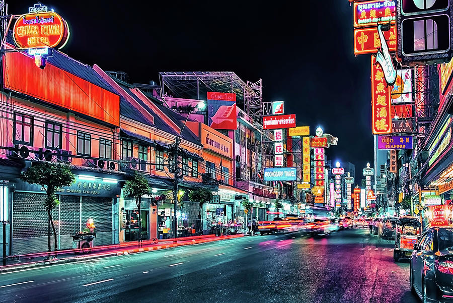 Architecture Photograph - Chinatown By Night by Manjik Pictures