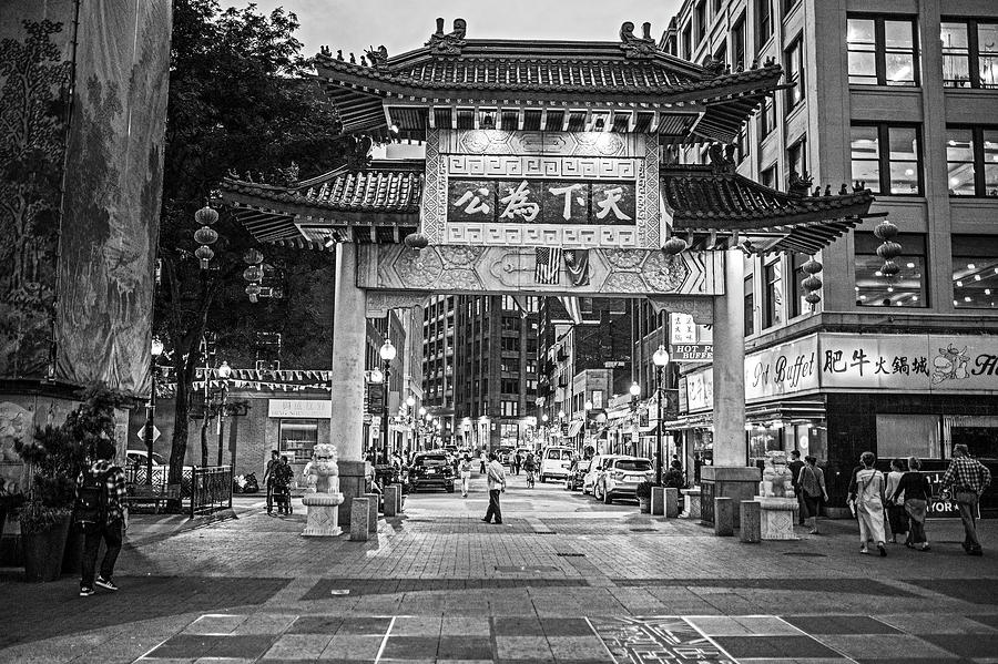 Chinatown Gate Boston MA Black and White Photograph by Toby McGuire