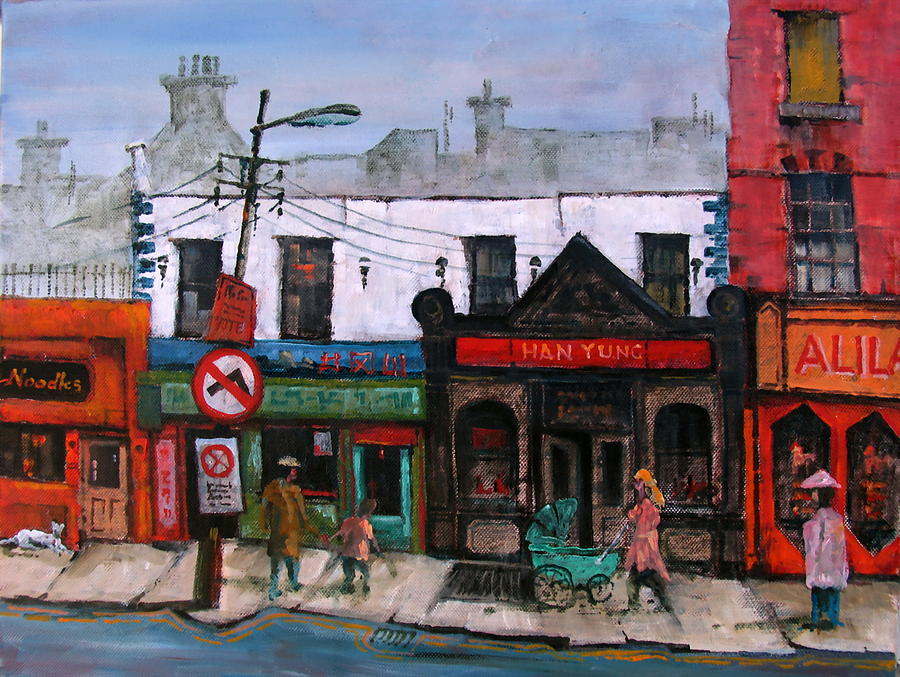 Chinatown in Moore St Painting by Val Byrne