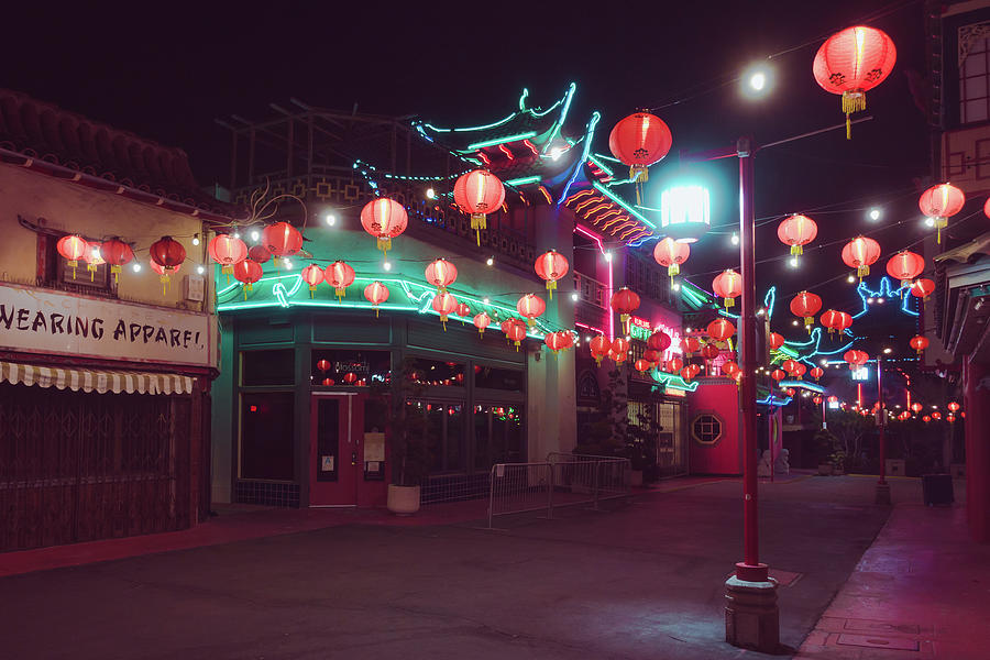 Los Angeles Photograph - Chinatown Los Angeles at Night by Sonja Quintero