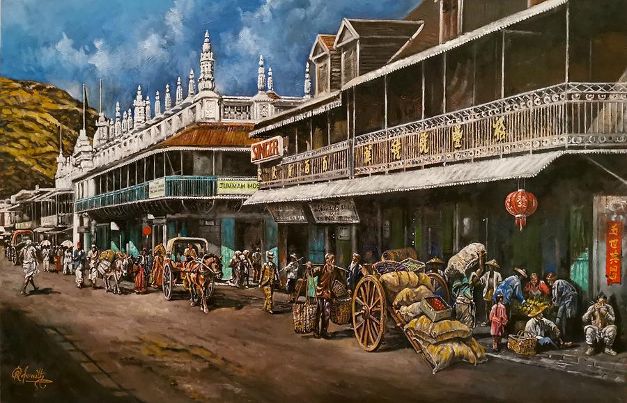Chinatown, Mauritius Painting by Raouf Oderuth