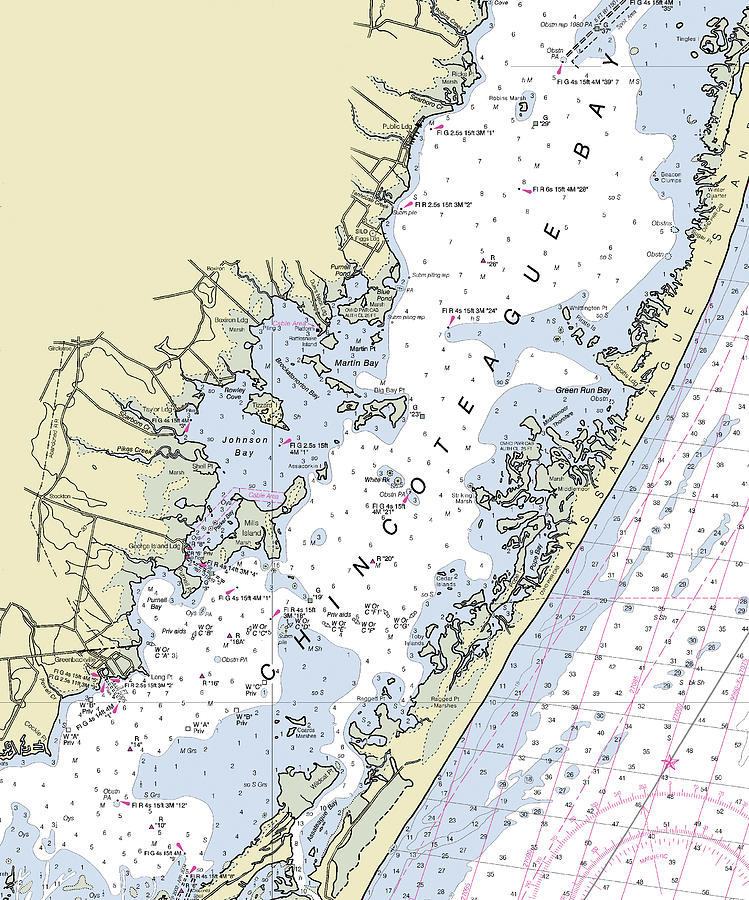 Chincoteague Bay Maryland Nautical Chart Digital Art by Sea Koast Pixels