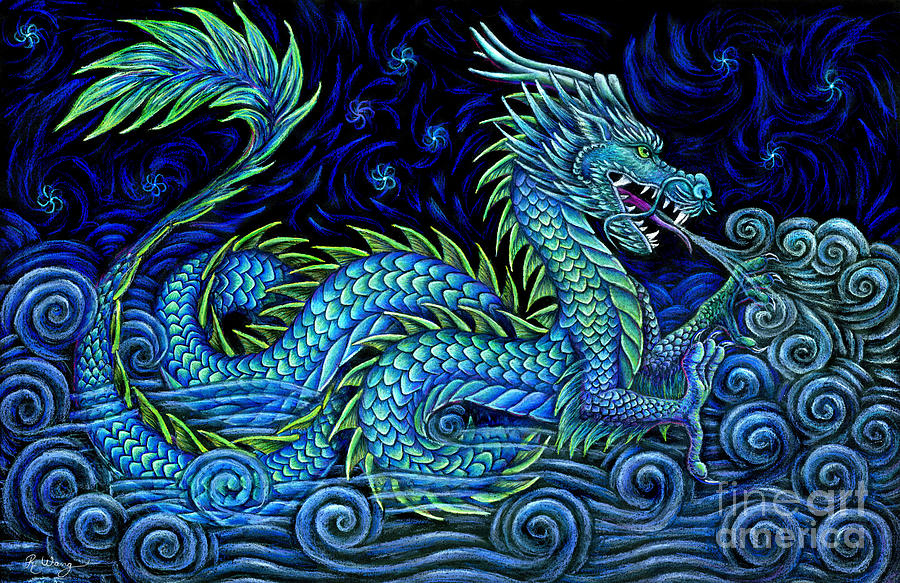 Chinese Azure Dragon Drawing by Rebecca Wang