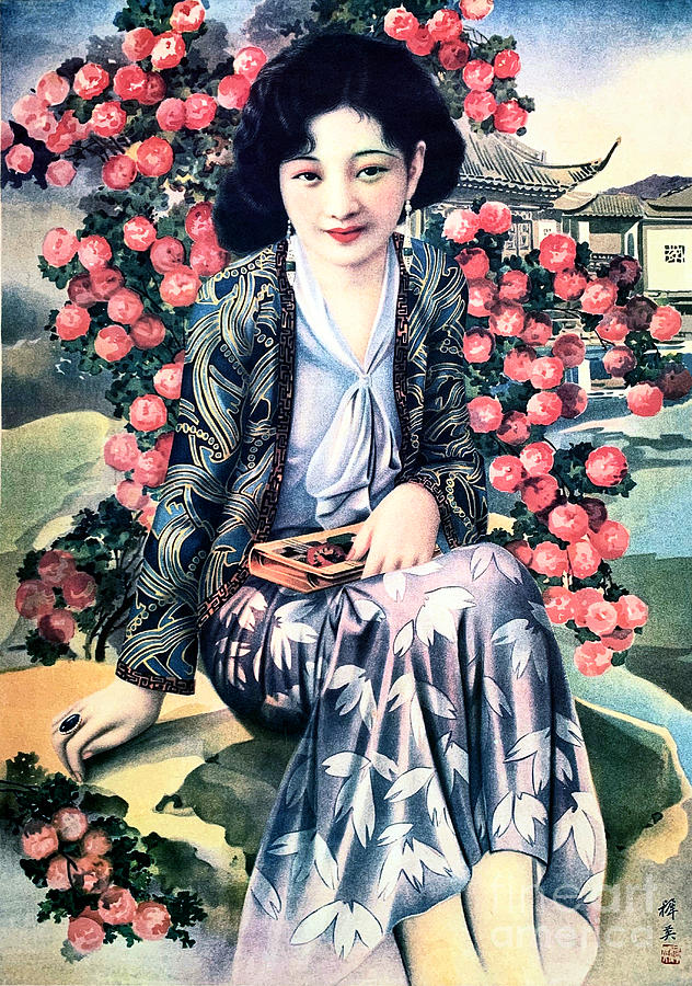 https://images.fineartamerica.com/images/artworkimages/mediumlarge/3/chinese-beauty-by-the-flower-tree-vintage-chinese-pin-up-art-poster-retro-graphika.jpg