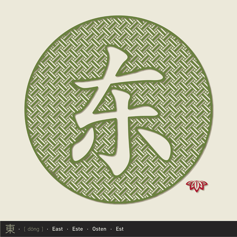 Chinese character east (Chinese paper cut) Drawing by Thoth_Adan