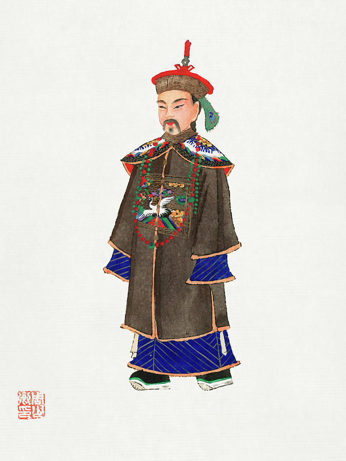 Vintage Painting - Chinese court robe, mens official clothing by Vintage Chinese Clothing