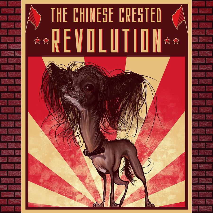 Chinese Crested REVOLUTION  Drawing by John LaFree