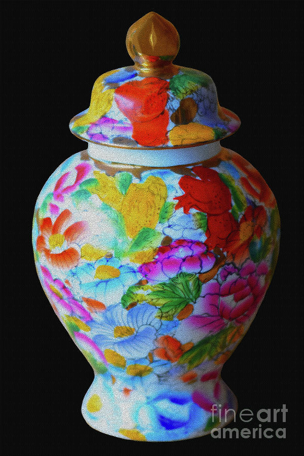 Chinese Floral Lidded Vase Photograph by Yvonne Johnstone