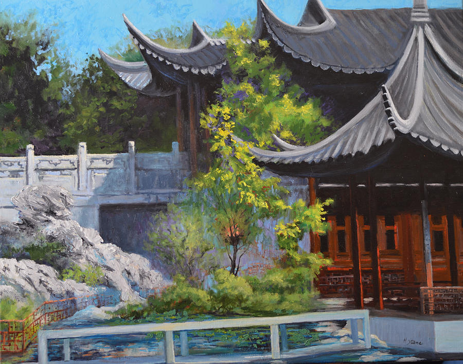 Chinese Garden Painting by Holly Stone