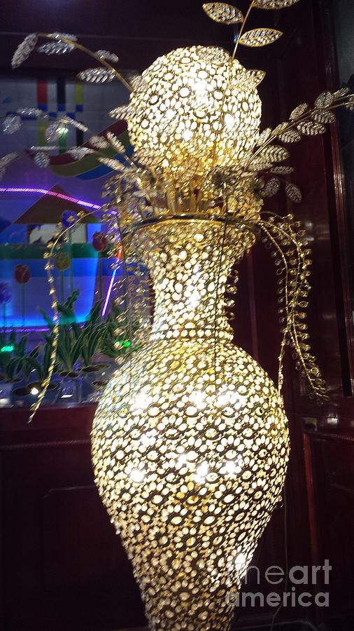 Chinese Gold Light Vase Vertical Photograph by GJ Glorijean