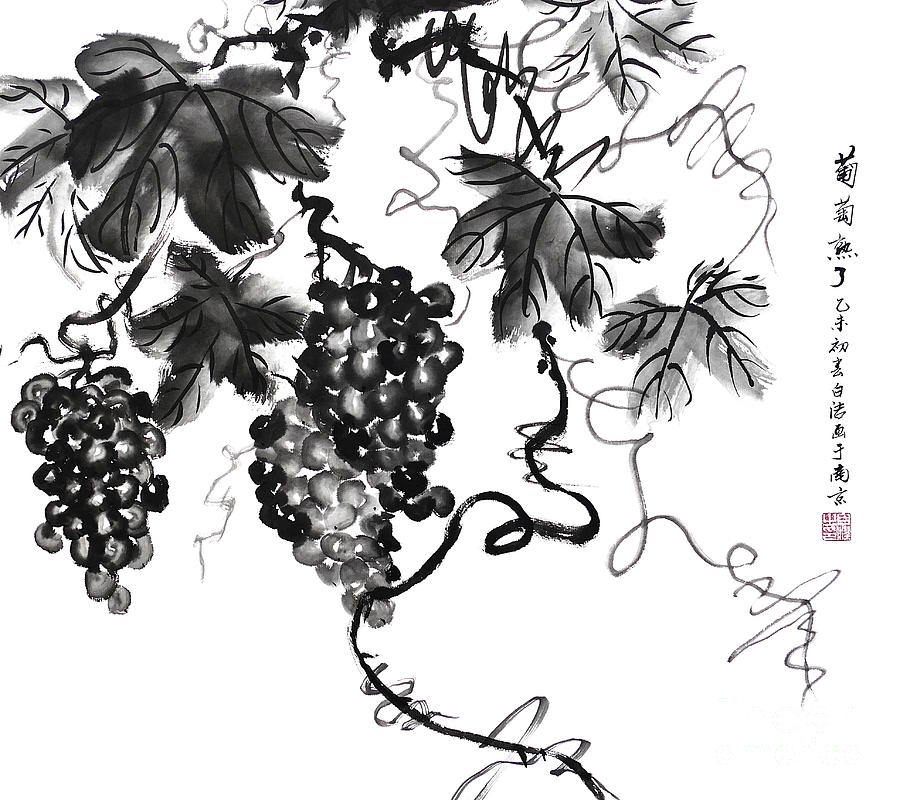 Nature Painting - Chinese Grapes by Birgit Moldenhauer