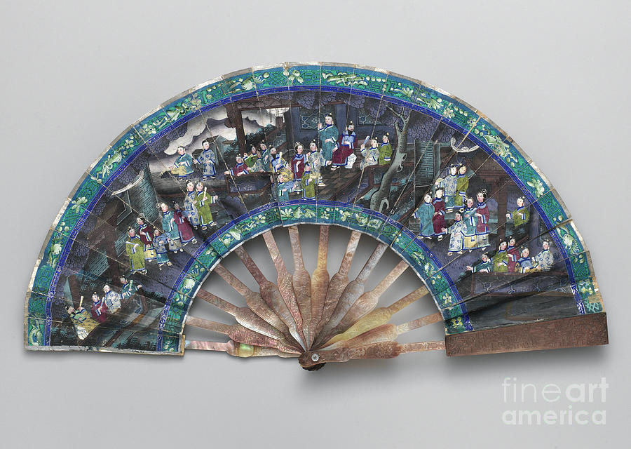Chinese Ivory Fan Mixed Media by Granger
