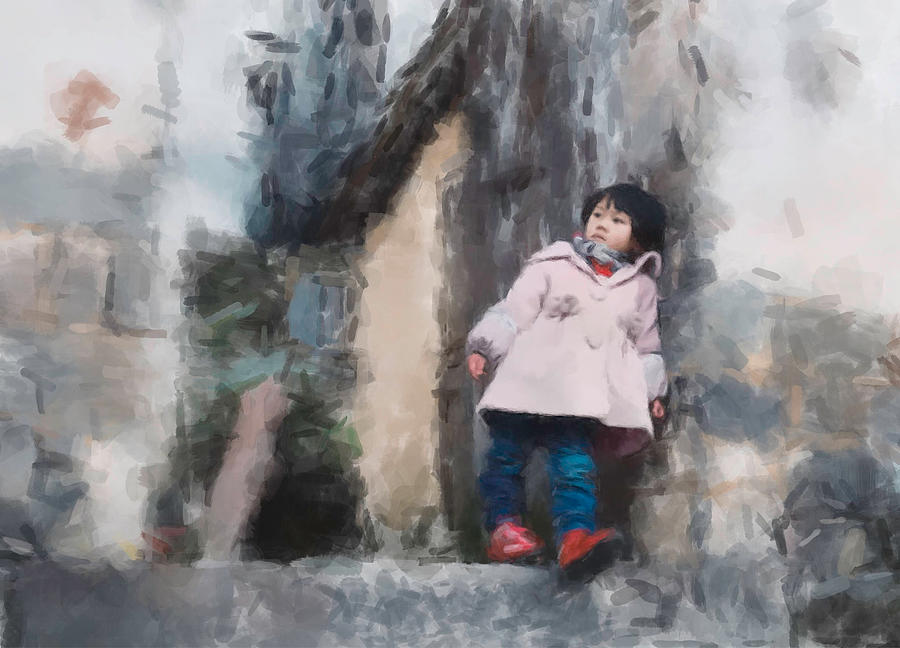 Chinese Kid Painting by Gary Arnold