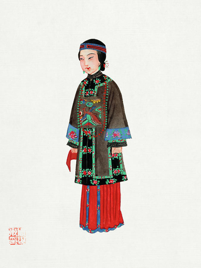 Vintage Painting - Chinese lady in official robe by Vintage Chinese Clothing