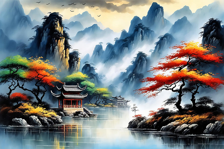 Nature Digital Art - Chinese Landscape by Manjik Pictures