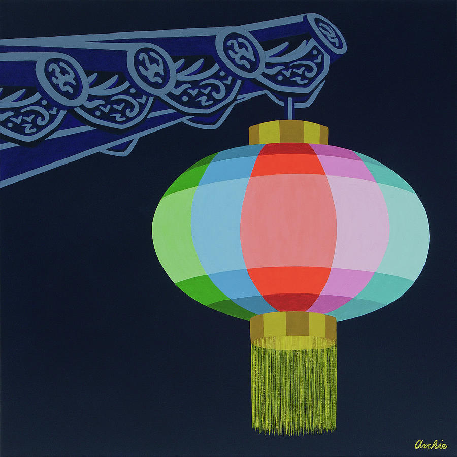 Chinese Lantern Painting by Artist Archie