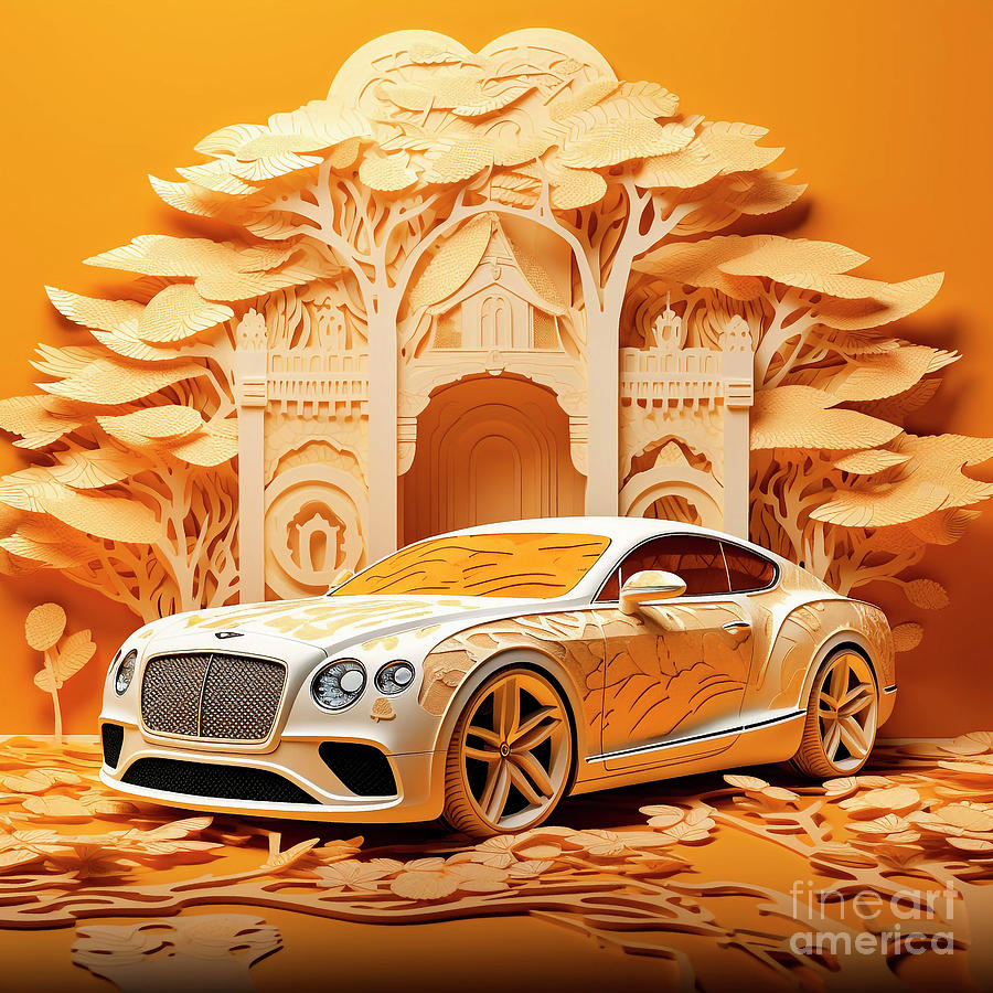 Chinese Papercut Style 017 Bentley Continental Gt Car Drawing