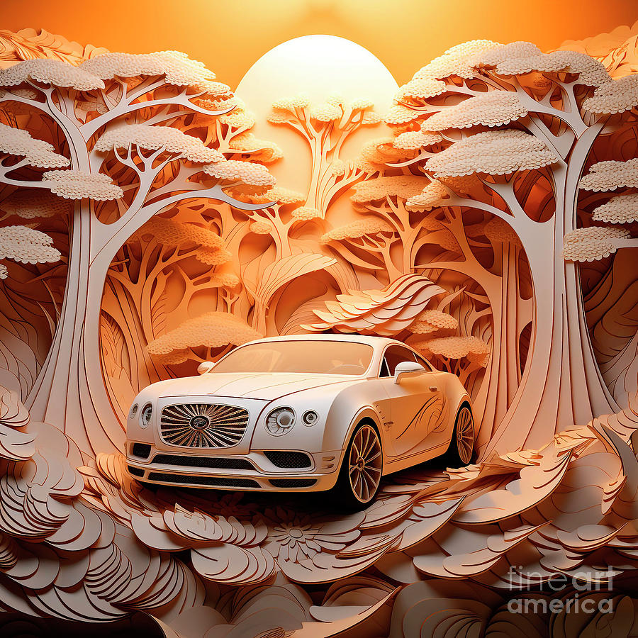 Chinese Papercut Style 019 Bentley Continental Gt Car Drawing