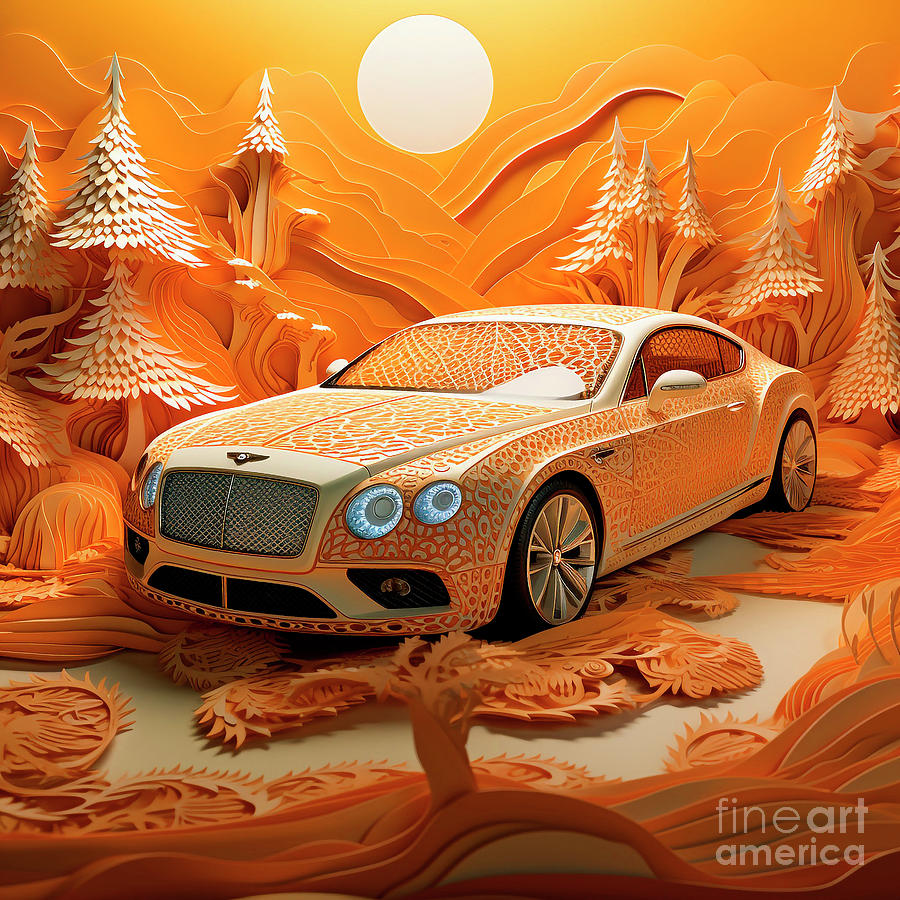 Chinese Papercut Style 020 Bentley Continental Gt Car Drawing