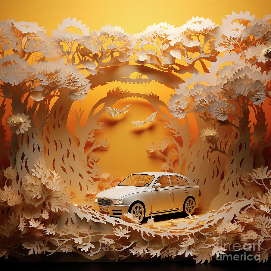 Chinese Papercut Style 021 Bmw 3 Series Car Drawing