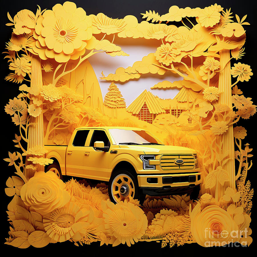 Chinese Papercut Style 055 Ford F-150 Car Drawing