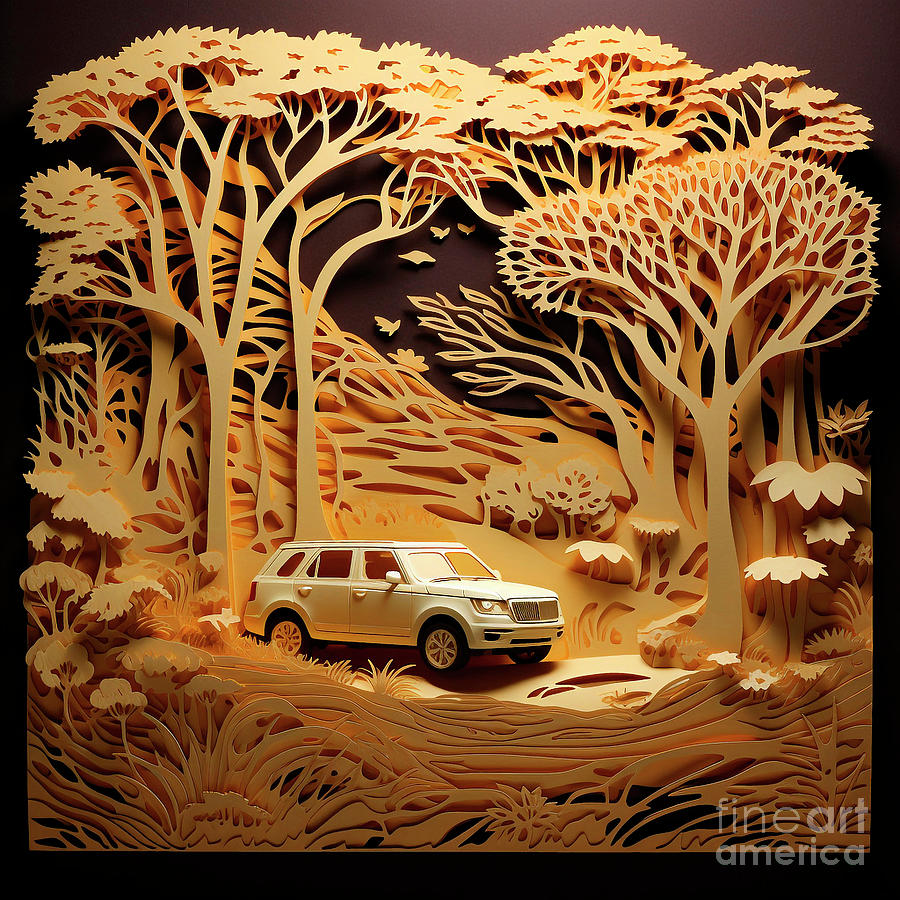 Chinese Papercut Style 094 Land Rover Range Rover Car Drawing