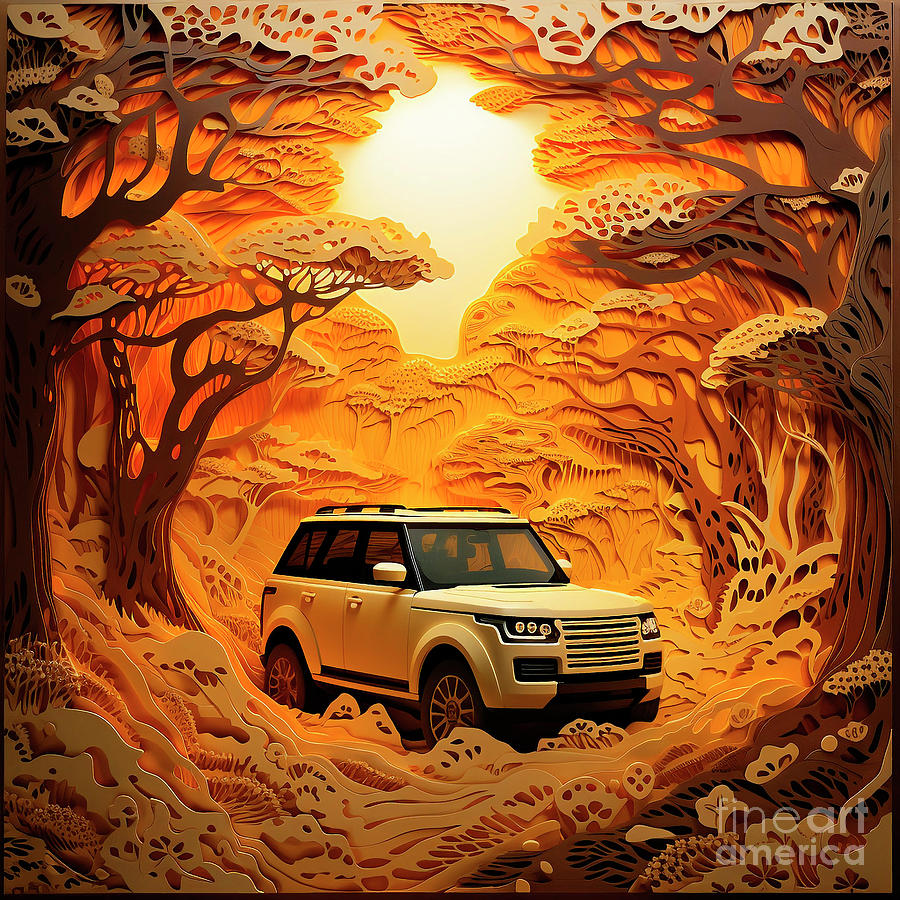 Chinese Papercut Style 095 Land Rover Range Rover Car Drawing