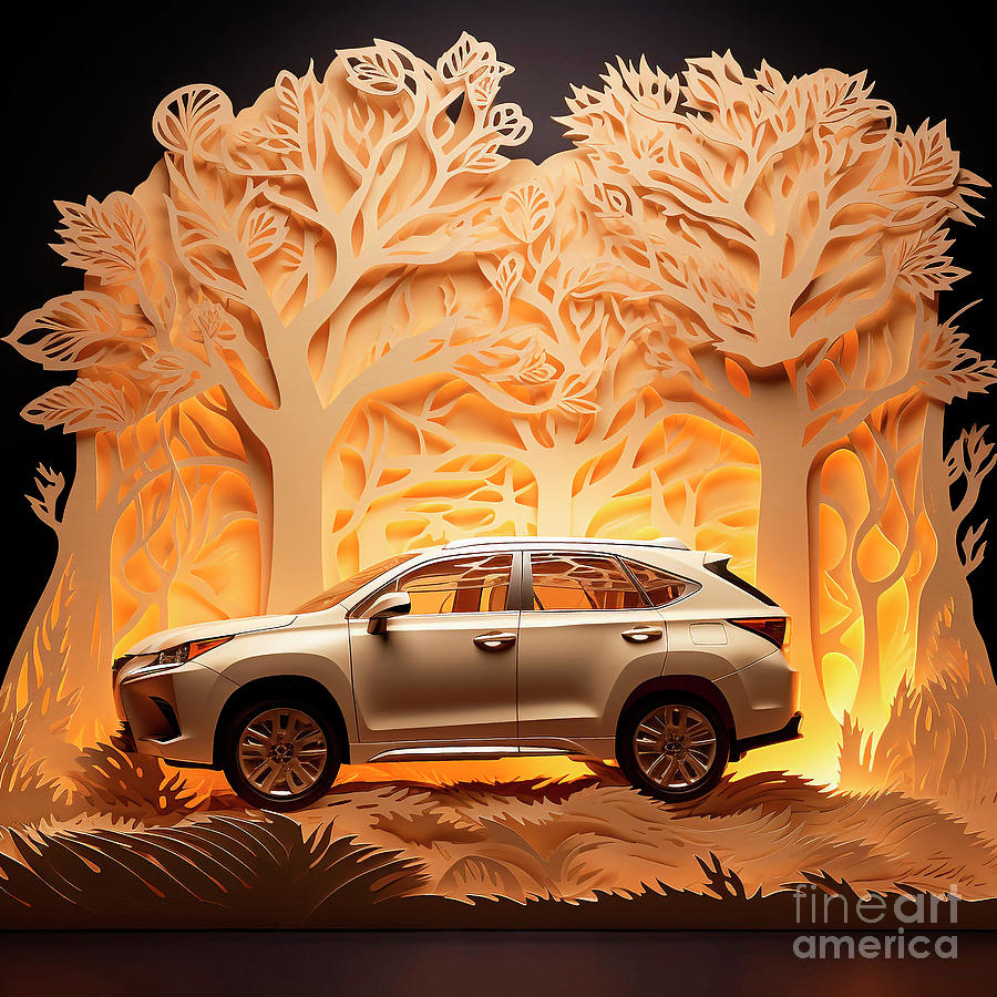 Chinese Papercut Style 099 Lexus Rx Car Drawing