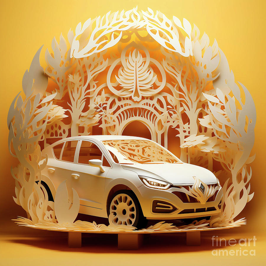 Chinese Papercut Style 135 Renault Clio Car Drawing