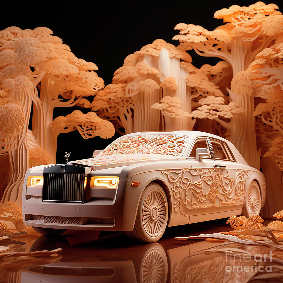 Chinese Papercut Style 138 Rolls-royce Phantom Car Drawing