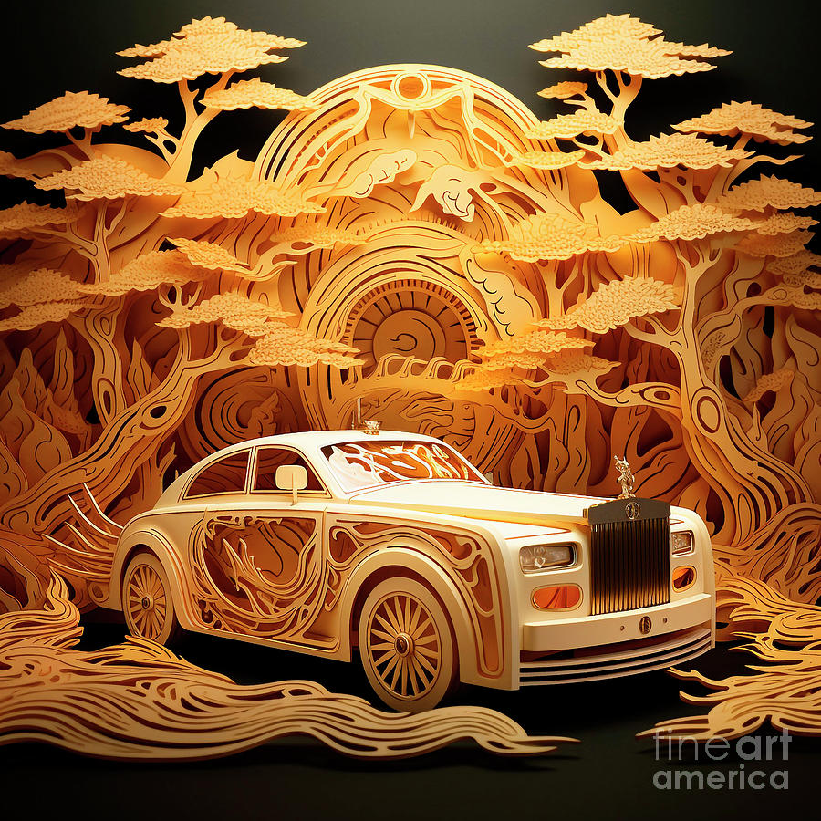 Chinese Papercut Style 140 Rolls-royce Phantom Car Drawing