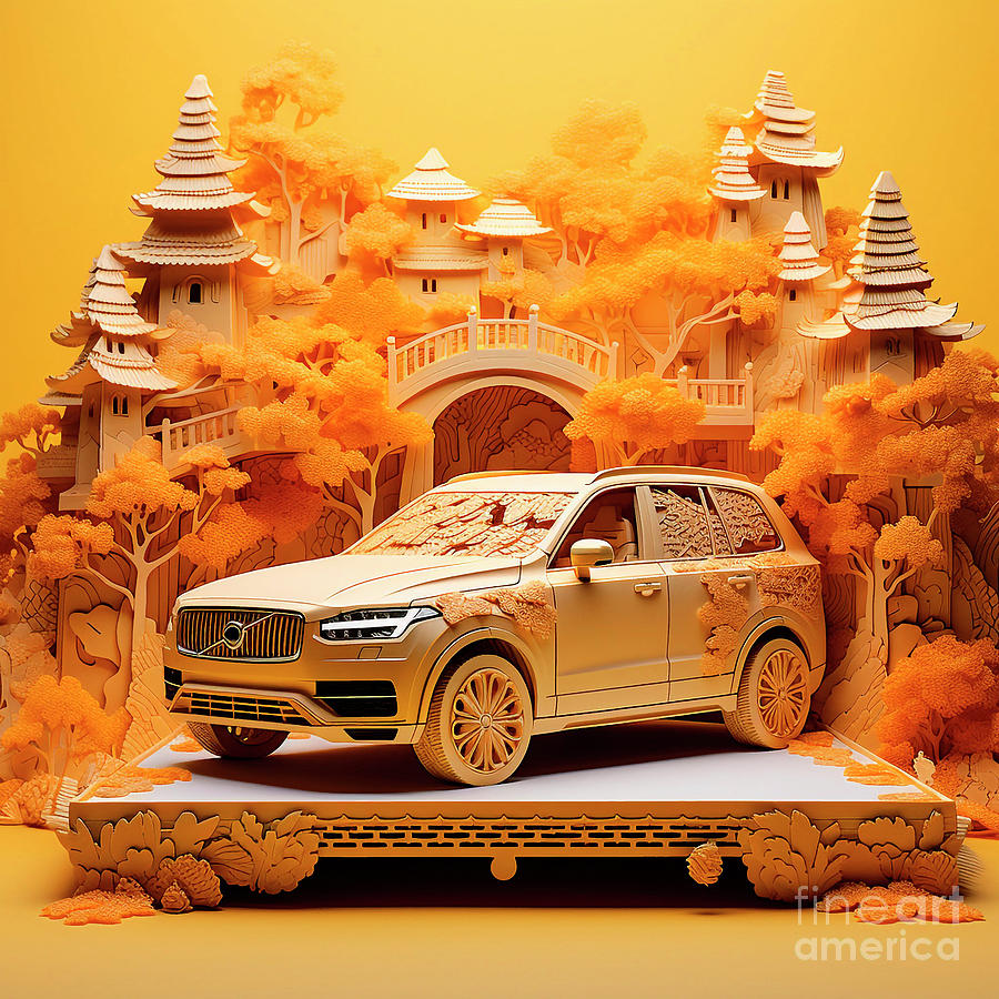 Chinese Papercut Style 165 Volvo Xc90 Car Drawing
