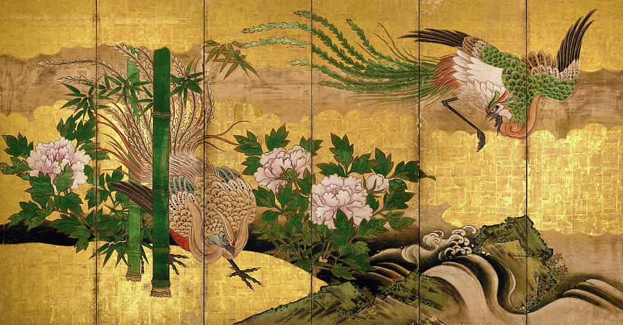 Phoenix Painting - Chinese Phoenixes, Edo Period by Kano School