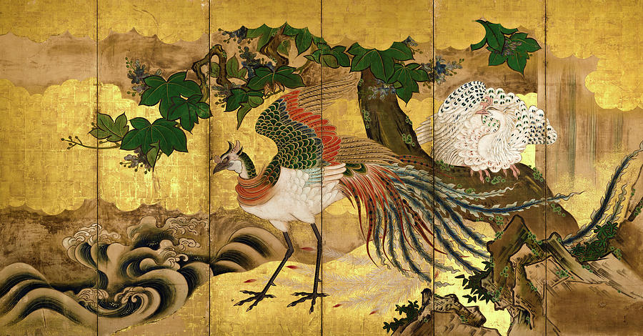 Phoenix Painting - Chinese Phoenixes by Kano School